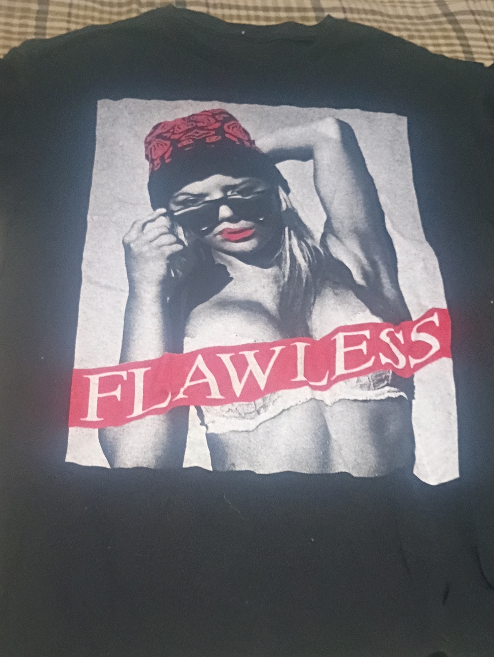 Flawless Graphic Black Women's Tee with Red Accent